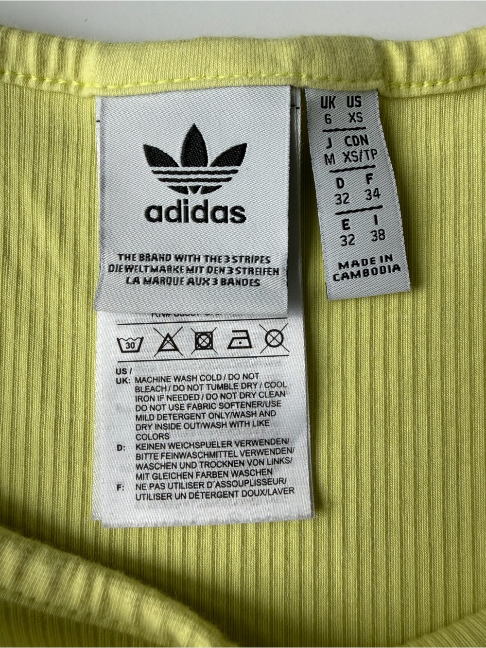 adidas Yellow Ribbed Tank - Picture 3 of 4